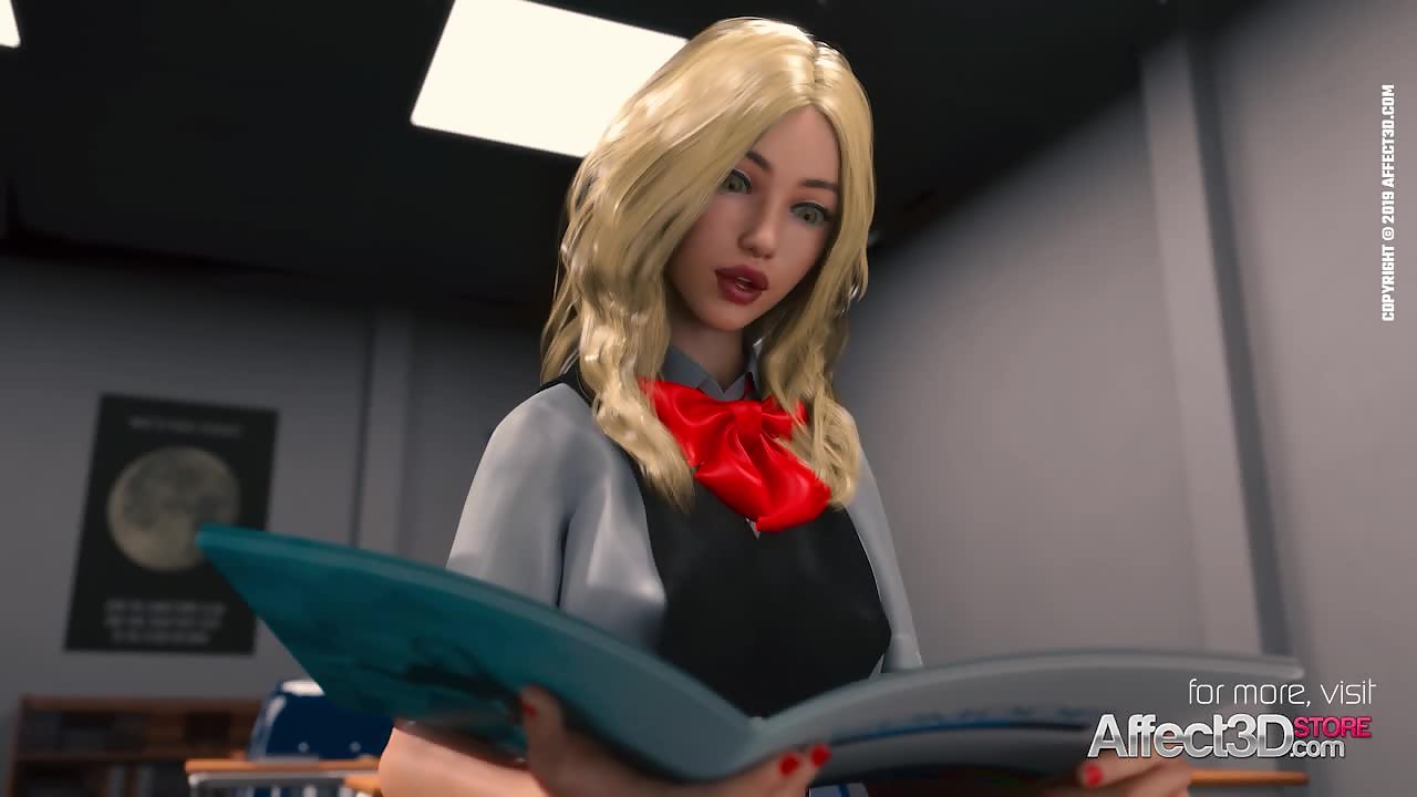 Big tits futanari teacher anal fucking her blonde student in a 3d porn animation