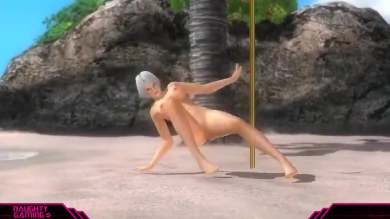 Sexy 3d strippers ride the pole at the beach