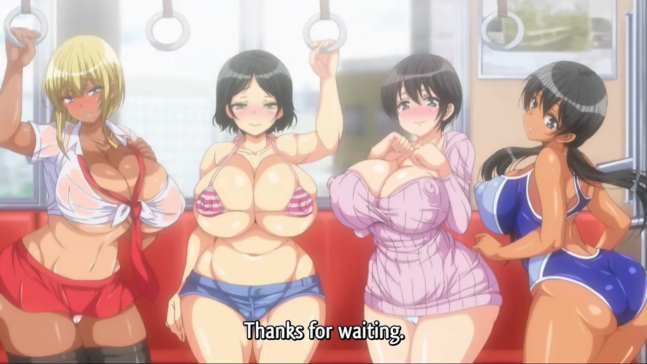 Five curvy schoolgirls have a public groupsex on an anime train