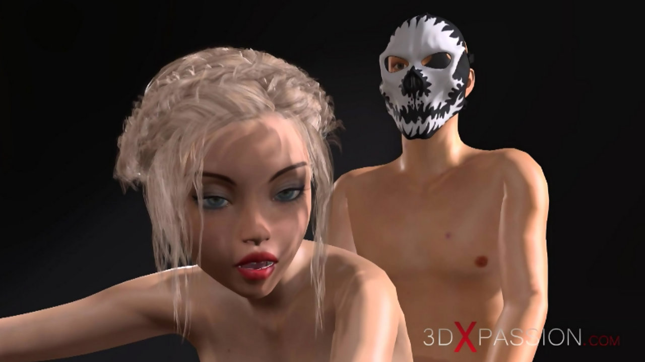 Dude in skull mask fucks hard a female 3d pianist teacher