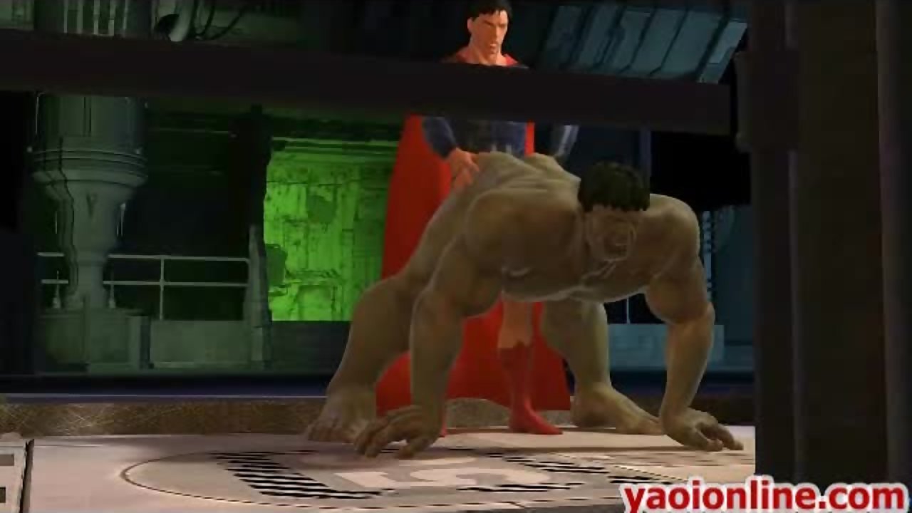 Monster green hunk ass banged by super man