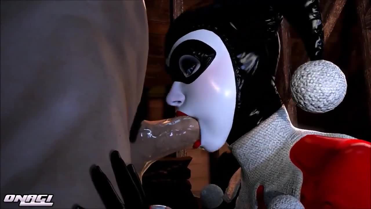 Classic Harley Quinn bobbing on his knob during oral sex