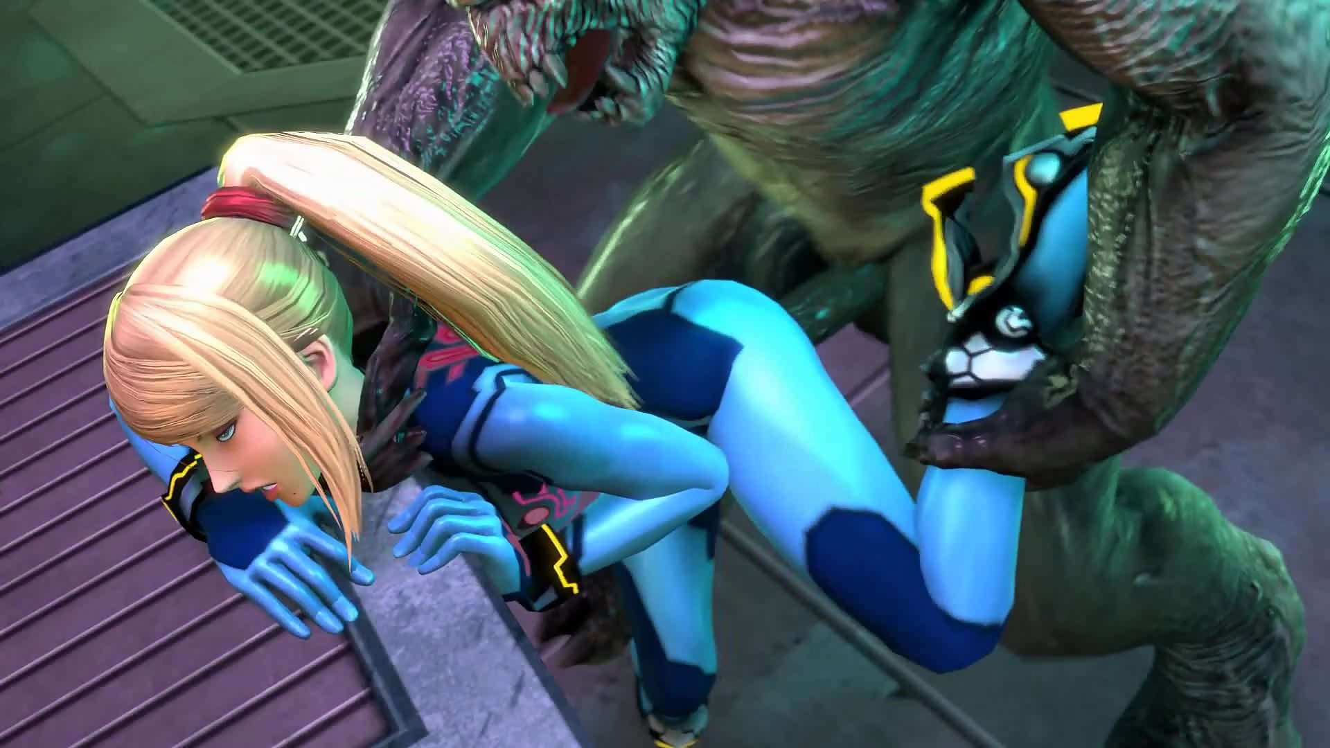 Samus Aran from Metroid fucks all kinds of monster cocks - 3D HMV