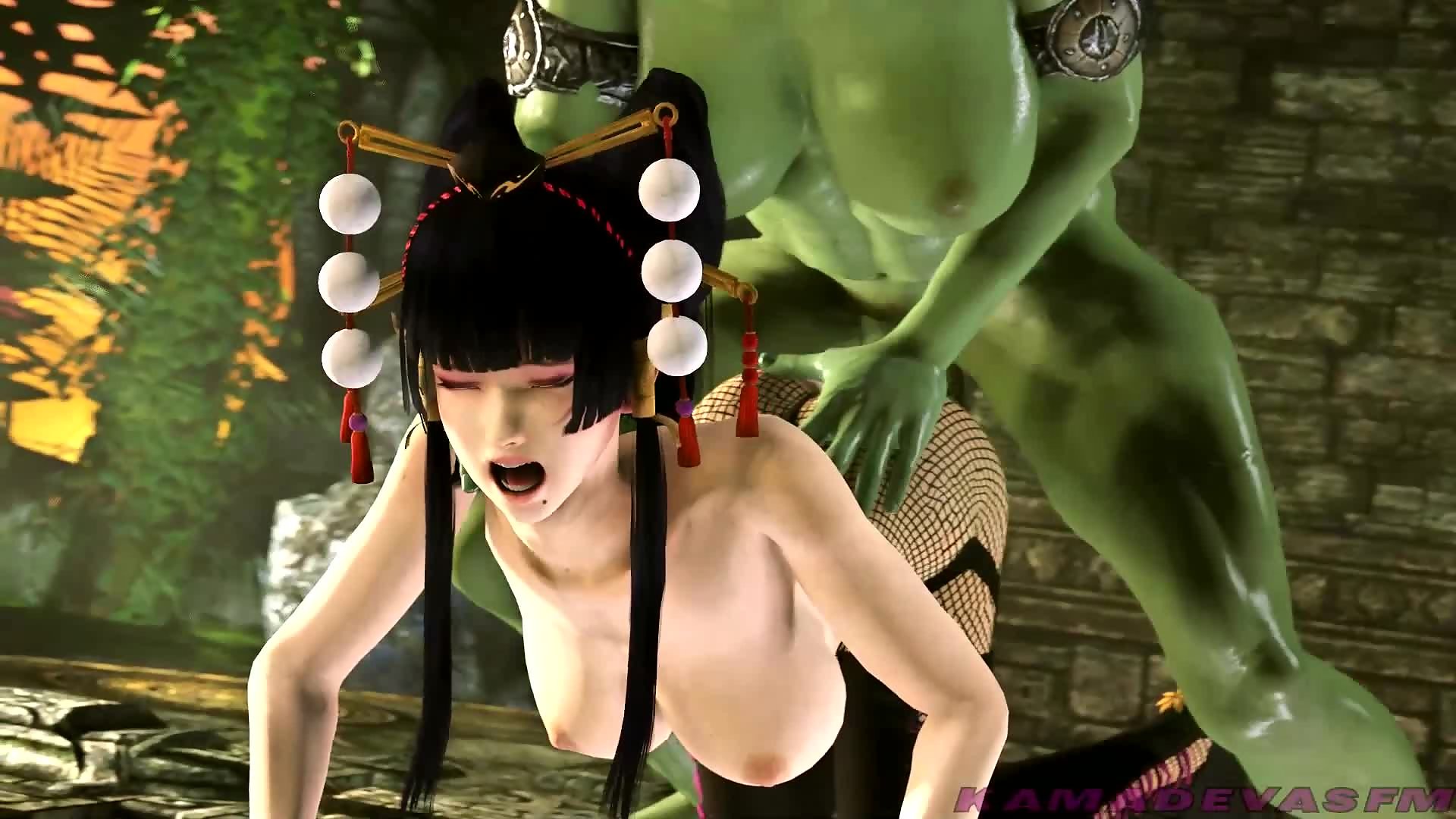 Orc Lust - Orc Lust - Nyotengu shoves a big orc futanari cock in her mouth